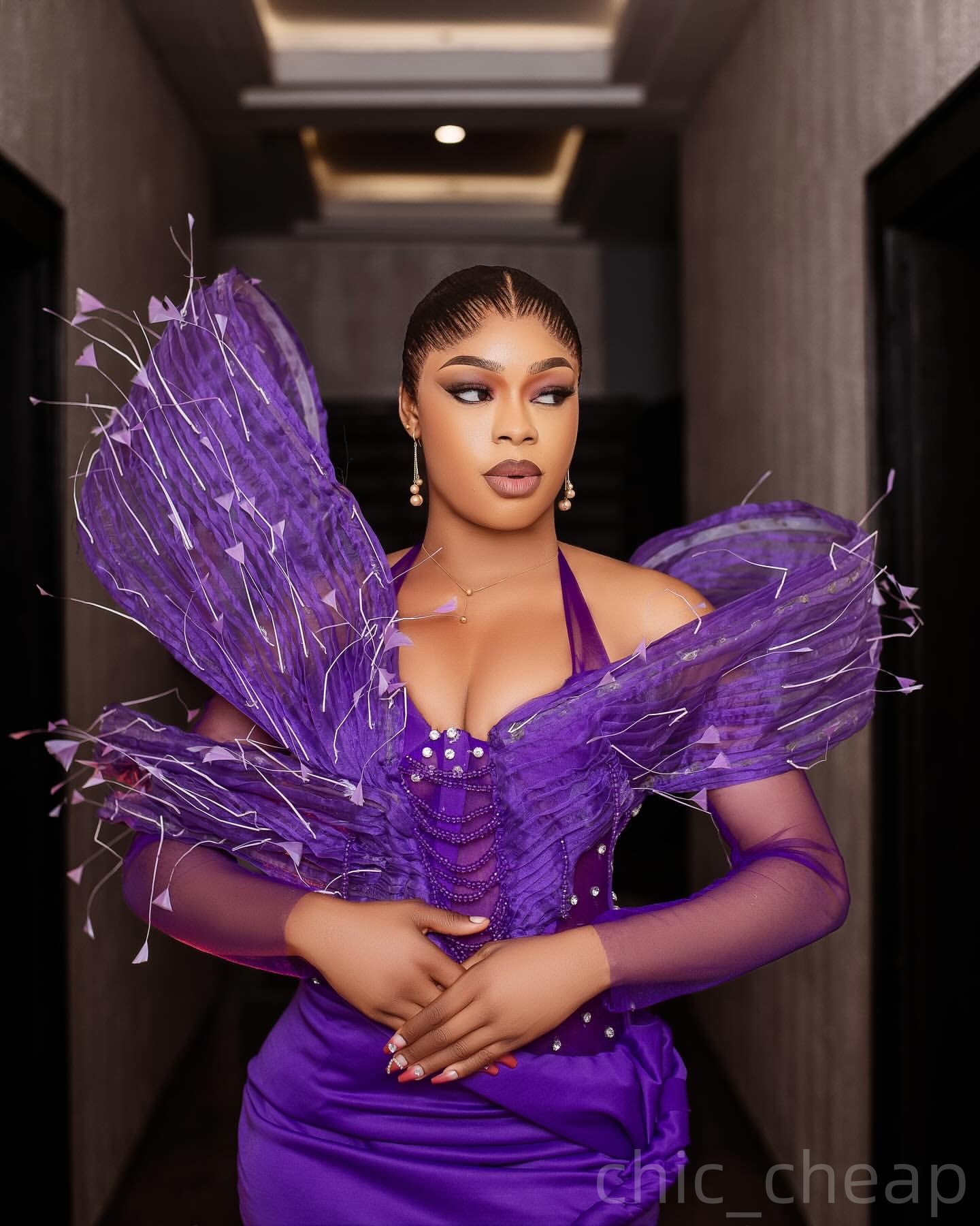 Purple Mermaid Prom Dresses 2025 Beaded Crystals Feather Satin Evening Formal Party Second Birthday Engagement Gowns Plus Size Dress For Special Occas