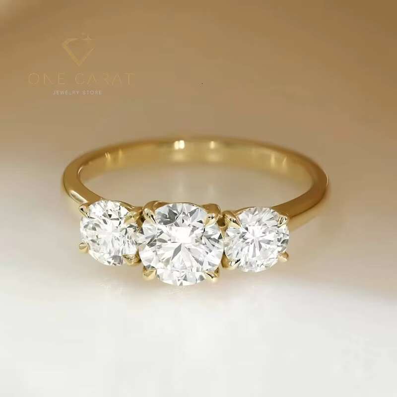 One Ct Custom Fine 14K Gold Engagement Wedding Ring for Women GRA VVS Diamond Moissanite Classic Style for Parties
