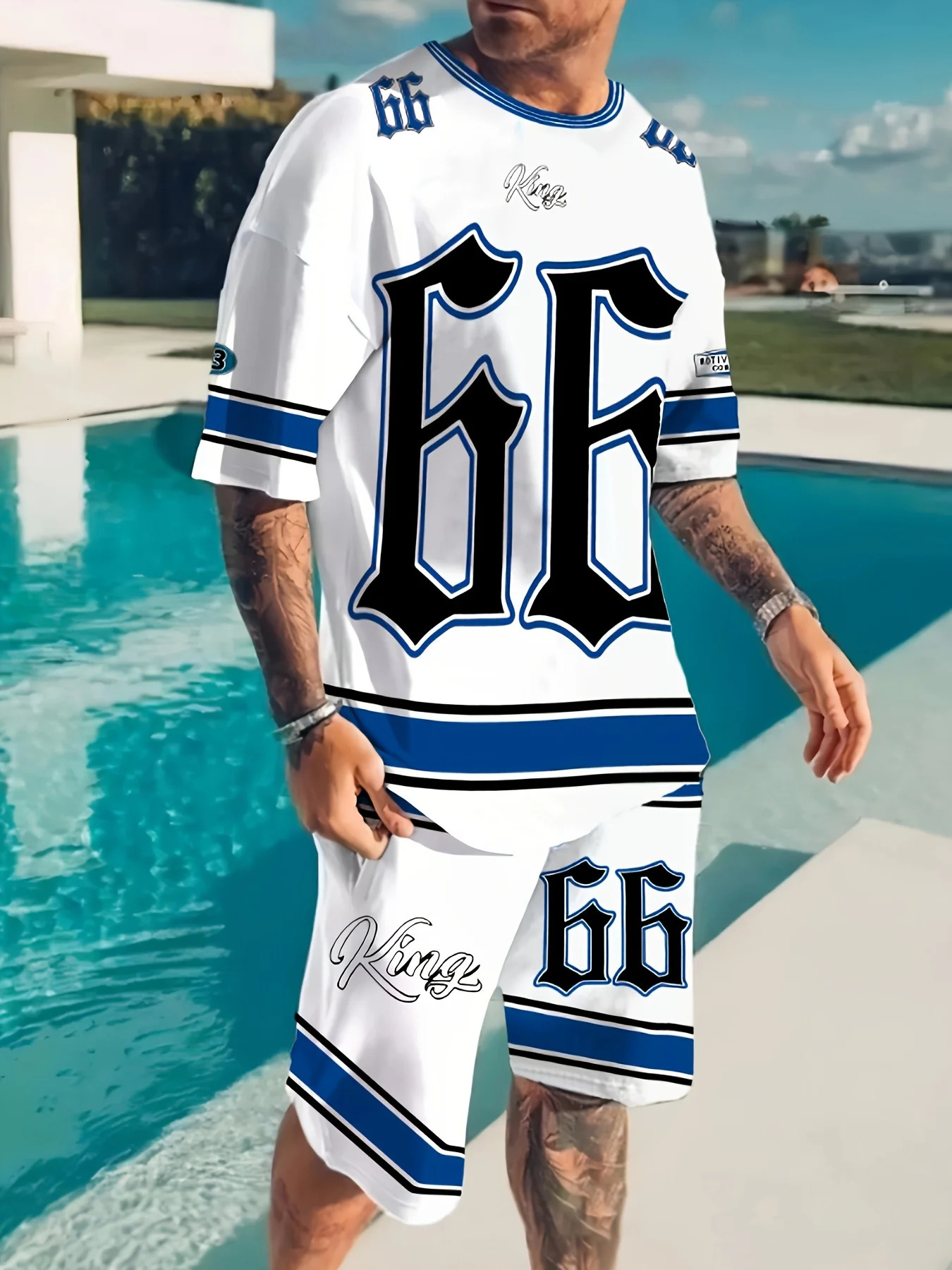 Summer mens suit casual sport roundneck Tshirt Chicago letter print pattern pullover summer daily outdoor street 250612