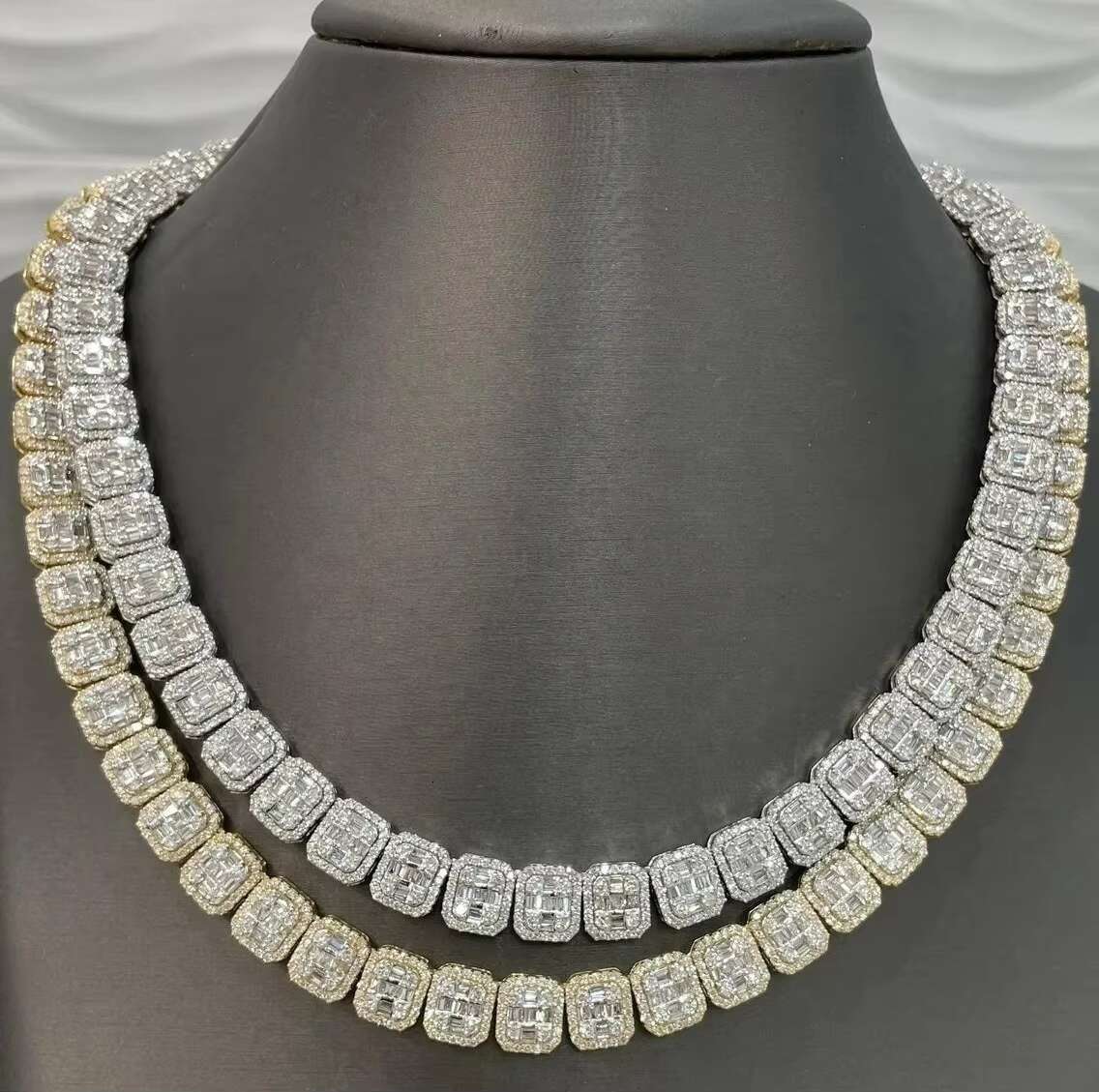 Luxury Mens Womens 925 Sterling Silver Link Chain Necklace VVS Moissanite Diamond Pearl Gold Plated Hip-Hop Religious Style