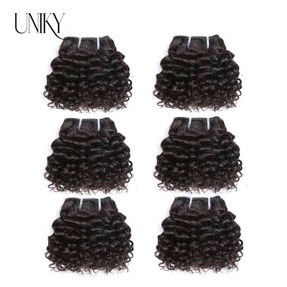 Afro Kinky Curly Natural Human Short Indian Jerry Curl Hair Bundles With 4X4 Lace Closure