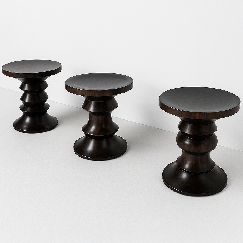 Modern Design Home Furniture Three Shape Soild Wood Walnut Stool