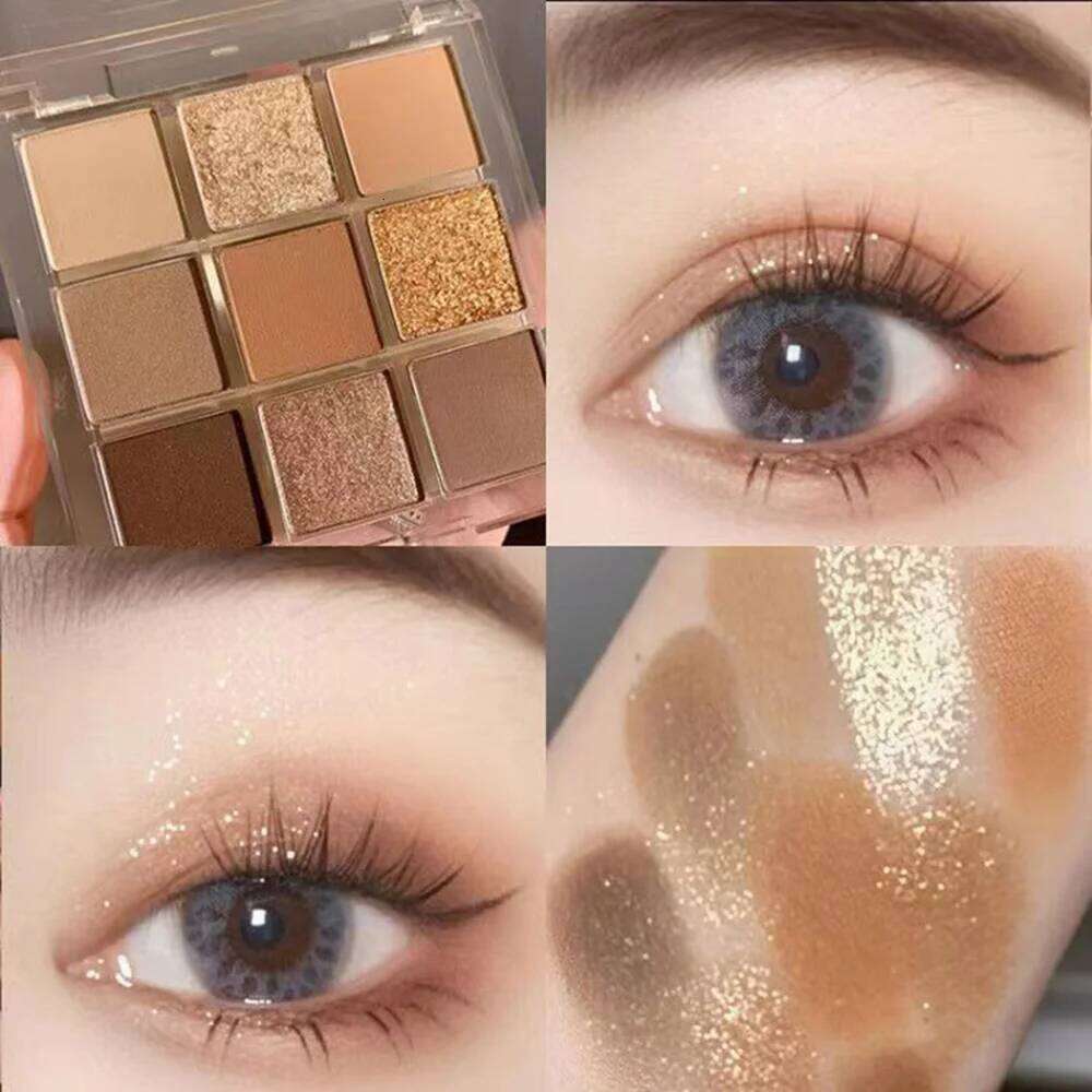 Full Pearlescent Sparkling Sequin Butter Rose Orange Nine-colors Eye Shadow Makeup Palette Glitter Eyeshadow free shipping