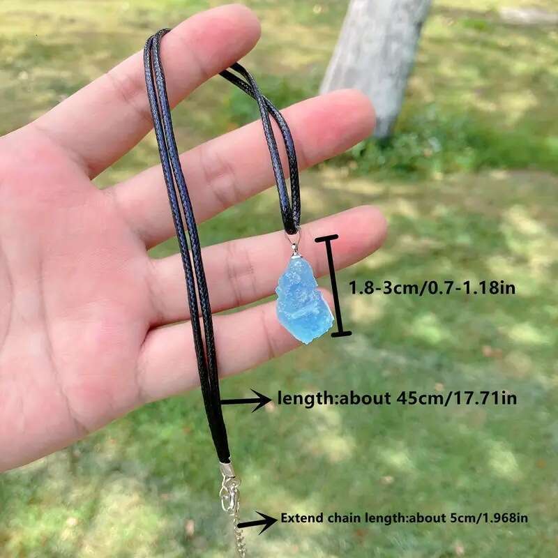 Natural Ocean Blue Necklace Pendant Jewelry Freeform Crystal Mother's Day Gift