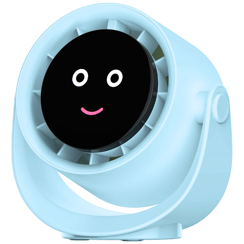 Smiley Portable Desktop Turbo Fan - 4000mAh Rechargeable, 360° Adjustable Angle, LCD Display & Long Battery Life for Home, Office & Travel