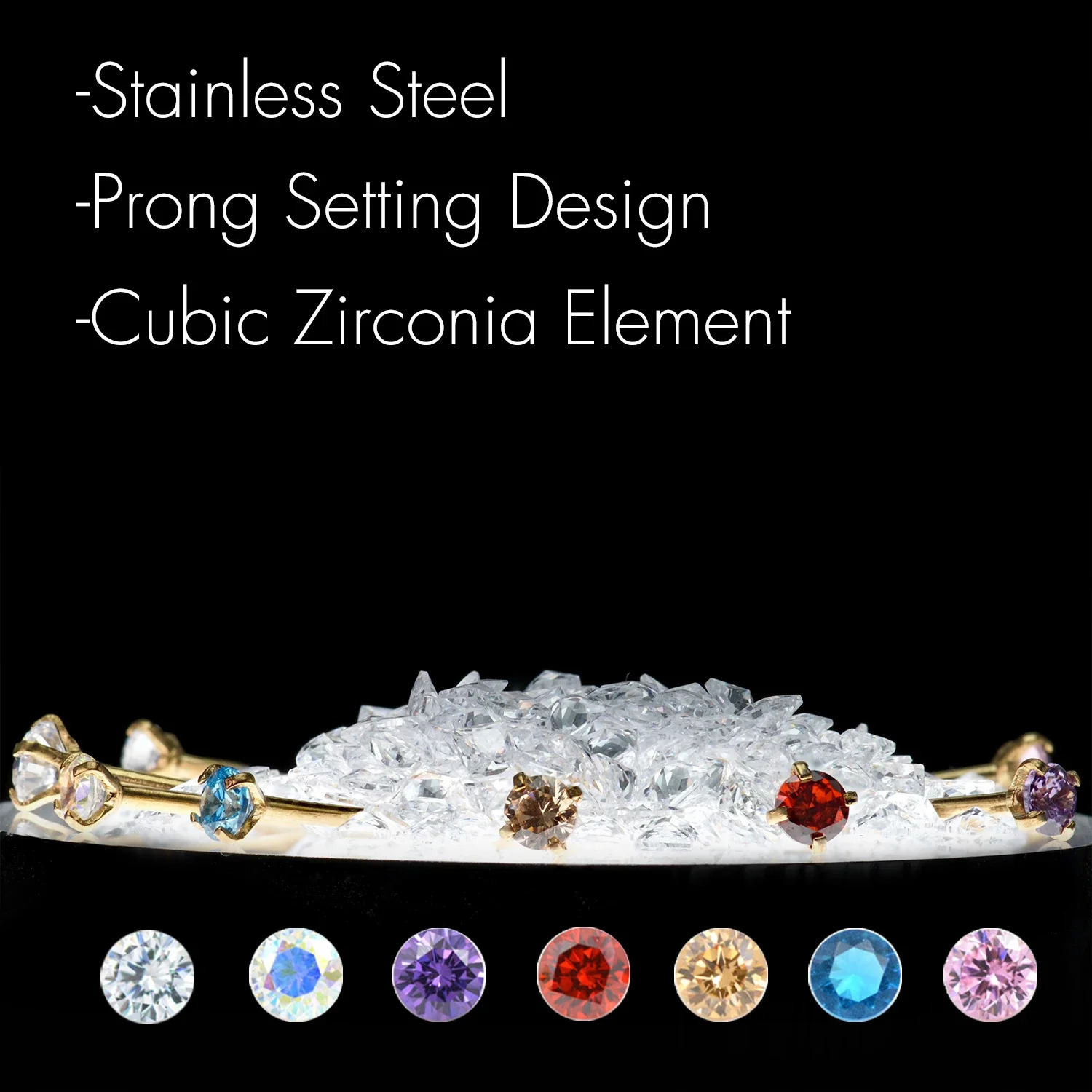 6/10Pcs Mix Color Stainless Steel Nose Ring Stud for Women Girl Nostril Piercings Rings Crystal Gem Body Piercing Jewelry 20G 250611