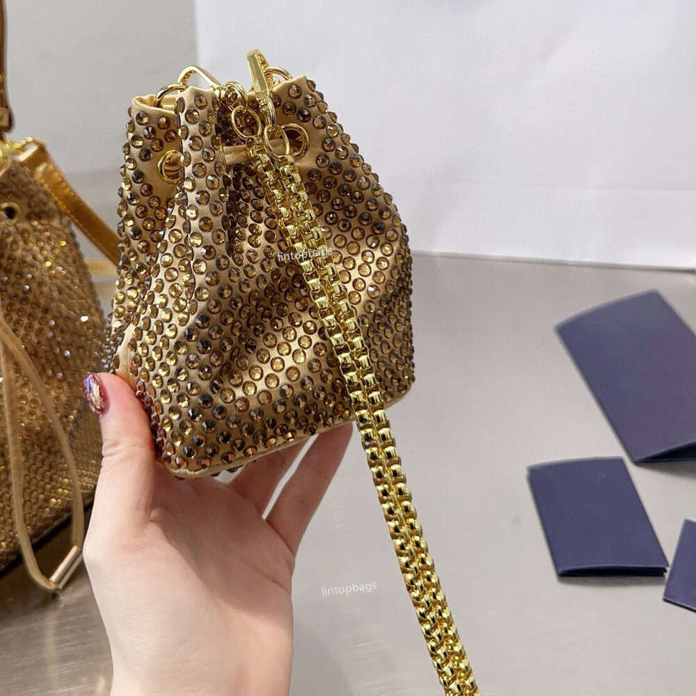 New stylish bucket bag solid color crystal diamond shoulder crossbody bag women's men's messenger bag 2 sizes tote bags for women sling bag