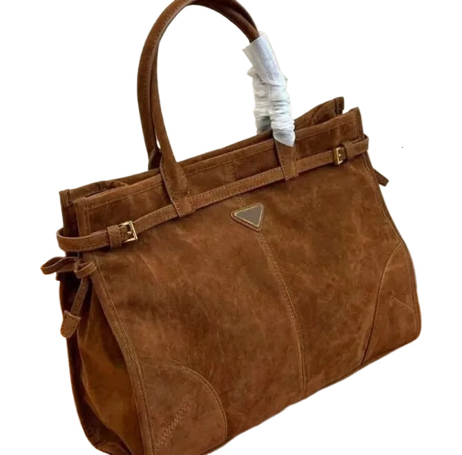 Womens Suede Brown Shoulder Bag Designer Totes Bag Soft Lux Leather Luxury Handbag Casual Mens Large Capacity New Tote