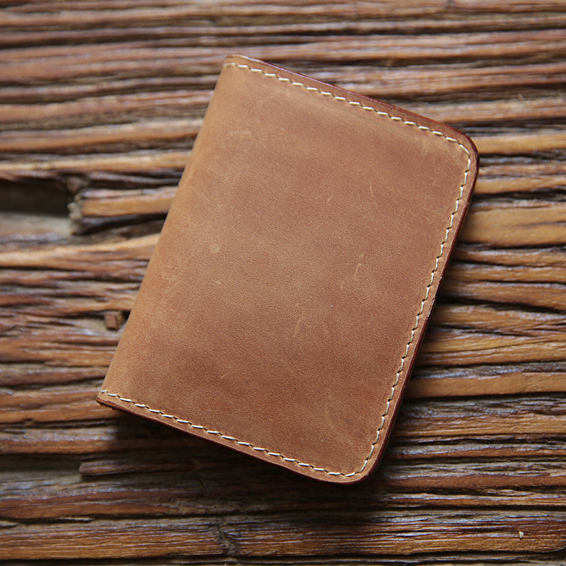 Retro Crazy Horse Leather Cards Cases Mens Cowhide Credit Card Holder Wallet Handmade Ultra-thin Slim Drivers License ID Cover 250208