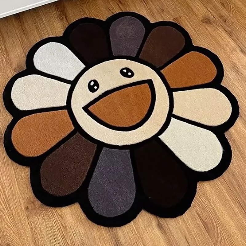 INS Cartoon Flower Round Carpet Anti-slip Children's Playground Soft Plush Rugs Coffee Table Rug Living Room Decor Floor Mats living bedroom bath