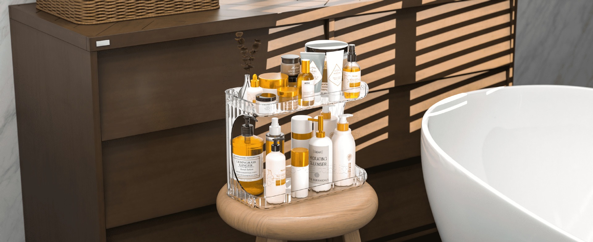 Bathroom Counter Organizers and Storage,2 Tier Cosmetics Skincare Shelf Organizer,Skin Care and Makeup Organizer Perfume for Dresser Vanity