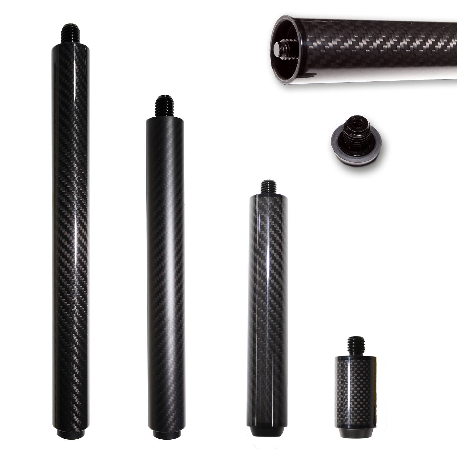 OKHEALING Pool Cue Extension Carbon Fiber Billiard Pool Stick Extender Quick Installation Billiard Accessories Parts Suit for Mazz Pool Cue