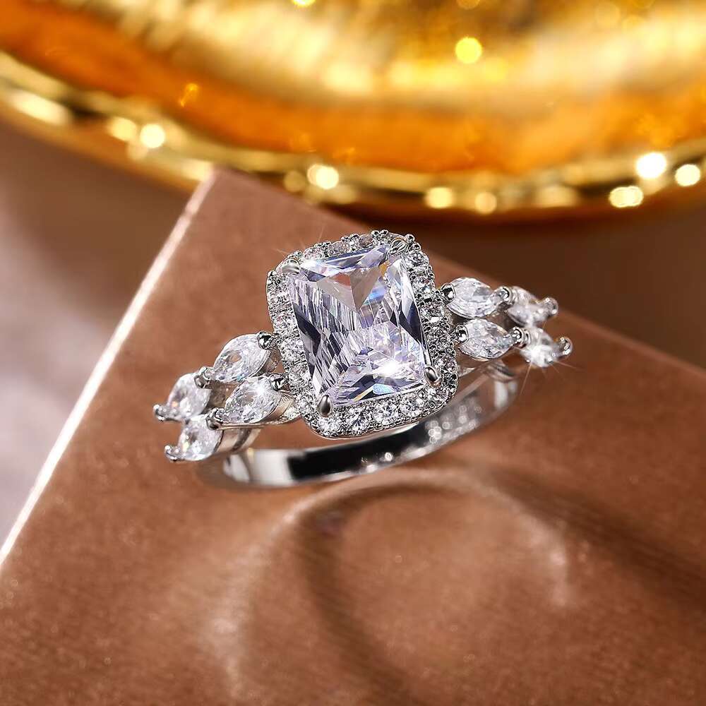 CAOSHI High Quality Proposal Noble Rings Low MOQ Stamp 925 Copper Jewelry Cubic Zircon Women Wedding Rings Elegant Bridal Rings