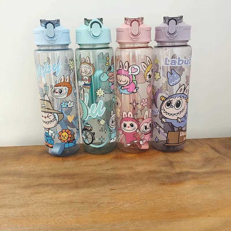 Cartoon Labubu Water Bottle Leakproof High-capacity Plastic Straw Cup Portable for Outdoor Travel School Camping Anime Supplies X250612