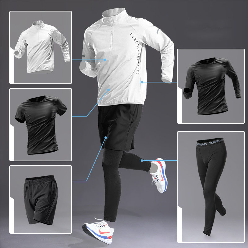 2025 Summer Mens Tracksuits Quick-Dry Athletic Set:long Short Sleeve Shirts Pants Tank Top for Training, Running, Cycling, and Gym Wear
