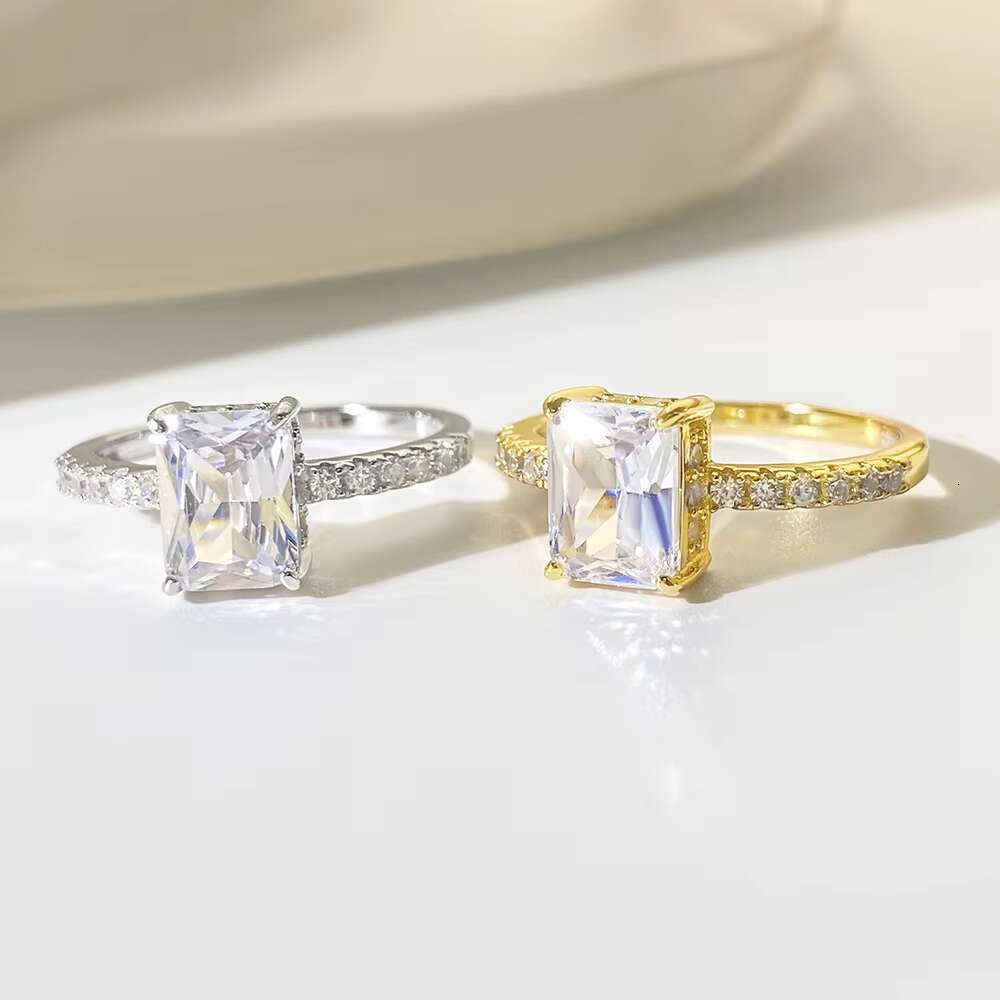 FOXI Jewelrys Luxury High Quality 5A CZ Baguette Ring Pure 925 Silver for Womens Wedding Engagement Classic Style for Parties