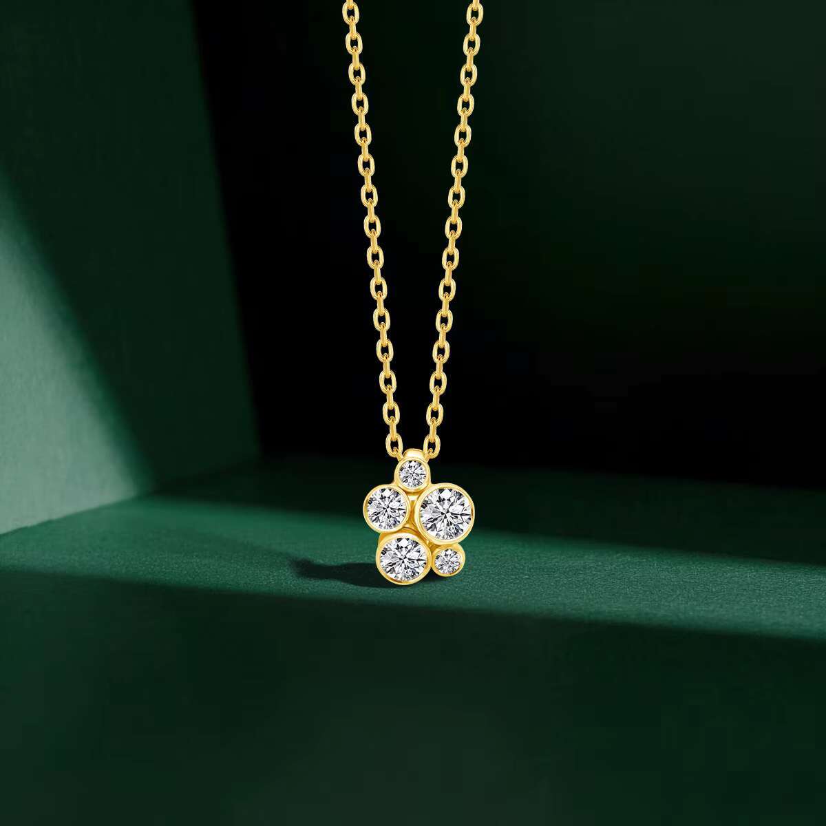 Fine Jewelry Woman Birthday Engagement Gift 14K Gold Hollow Moissanite Irregular Personalized Flower Pendant