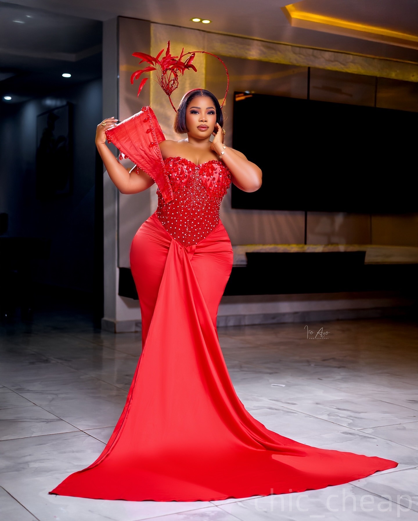 Red Mermaid Prom Dresses 2025 Rhinestones Beaded Satin Stylish Evening Formal Party Second Birthday Engagement Gowns Plus Size Dress For Special Occas