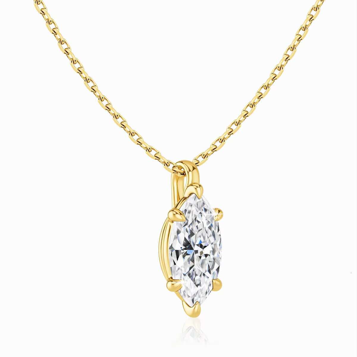 Quality Jewelry Supplier Custom Wholesale Woman 6 Claws 0.5ct 1ct 2ct Marquise Cut Moissanite Pendant Real 585 14K Gold Jewelry