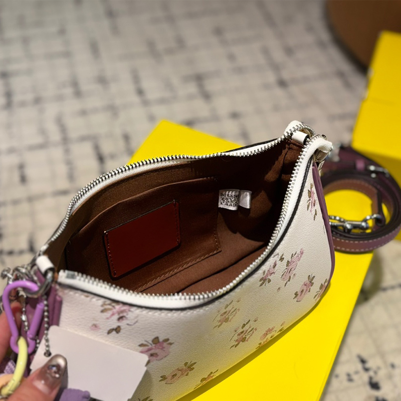 Designer Womens Totes Party Mini cowhide 9.45*5.41 inches dating leather cuteUnderarm bag with floral pattern and youthful vitality Free shipping