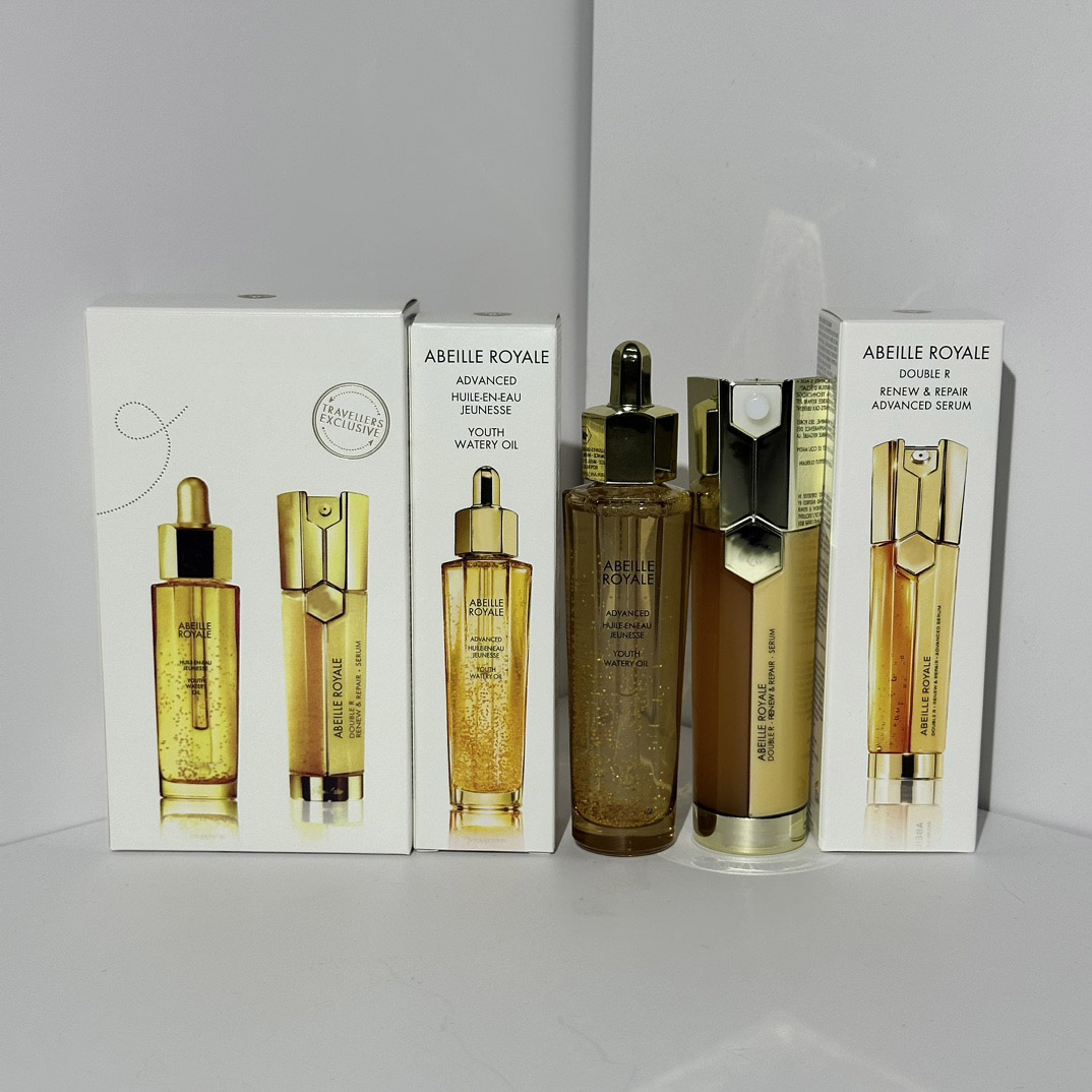 Top Quality Version Face Skin Care Set 2pcs Travellers Exclusive Advance Youth Watery Oil And Double R Renew Repair Serum Replumps Smoothes Illuminates