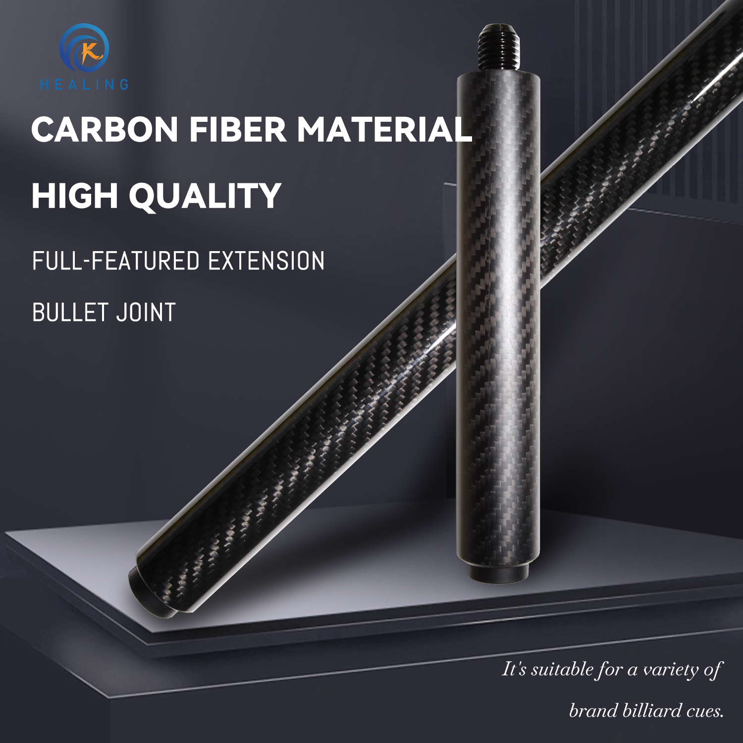 OKHEALING Pool Cue Extension Carbon Fiber Billiard Pool Stick Extender Quick Installation Billiard Accessories Parts for Pool Cue Butt End