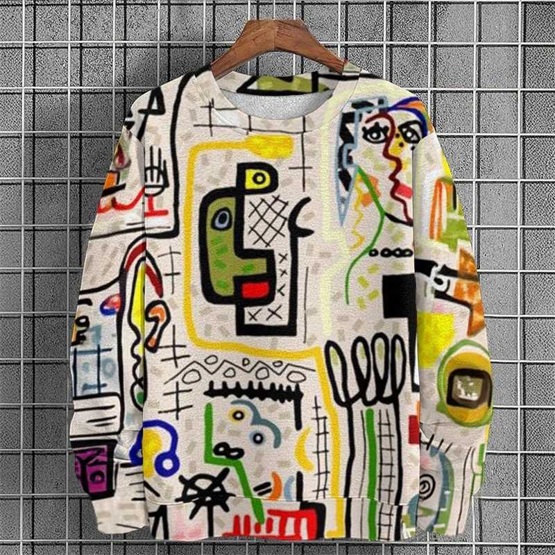 Street Graffiti Graphic Jumpers Mens Sweatshirt Clothes Long Sleeves Pullover 3D Printed Streetwear Harajuku Popular Hoodies W250612