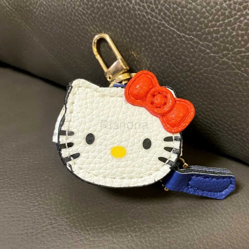 Sanrio Cute High Beauty Hello Kitty Cartoon Personalized Creative Leather Bag Keychain Pendant Fashion Clothing Accessories Kids Gifts X250612