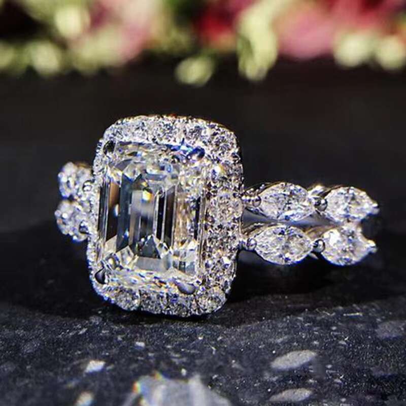CAOSHI High Quality Proposal Noble Rings Low MOQ Stamp 925 Copper Jewelry Cubic Zircon Women Wedding Rings Elegant Bridal Rings