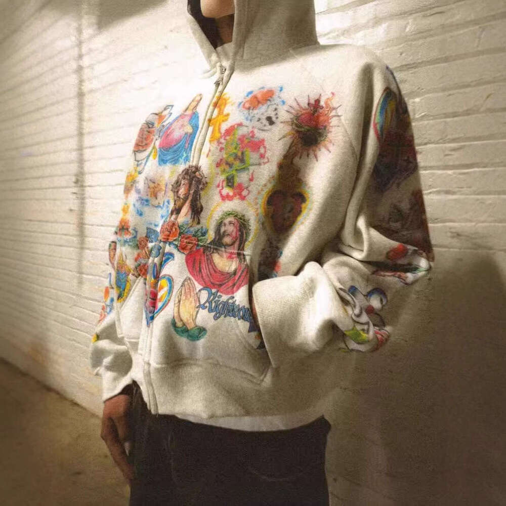 American Gothic Rock Letter Print Hoodie Harajuku Loose Fit Versatile Sweatshirt for Couples luanyun