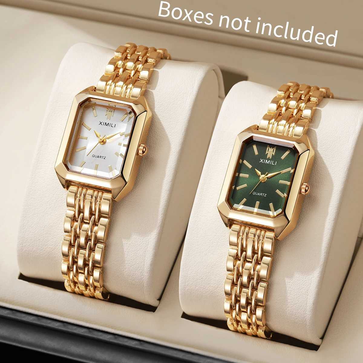 1/2/4PCS Luxury Women es Fashion Rectangle Woman Quartz Stainl Steel Band Wristes Reloj MujerWithout BoxXJ250612