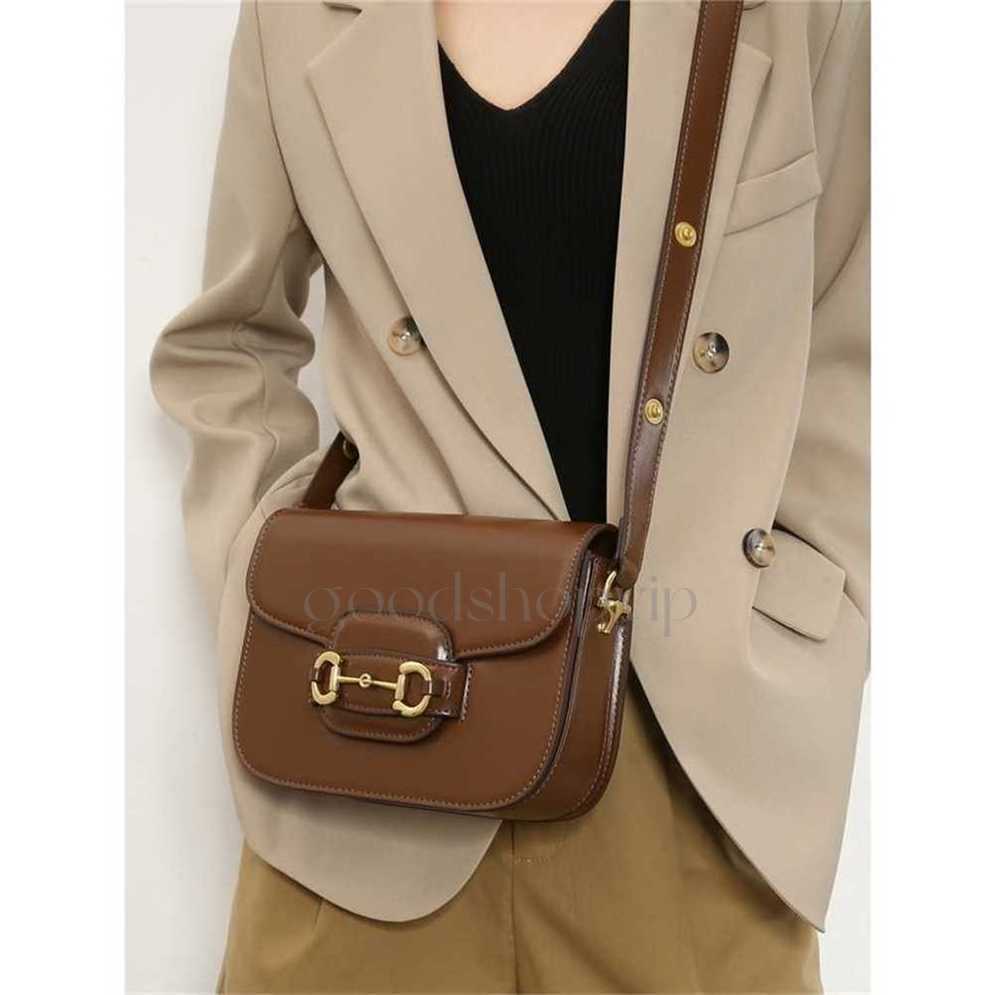 Versatile daily bag niche design fashionable and trendy horseshoe buckle single shoulder womens 1955 saddle mini High quality online store Jo91