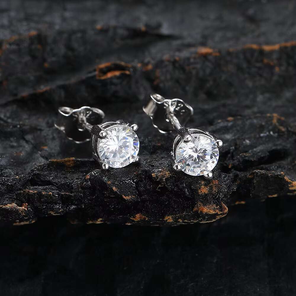 Chic Cubic Zirconia Accent Stones in a Polished Circular Frame: Durable Stainless Steel Ear Post Earrings