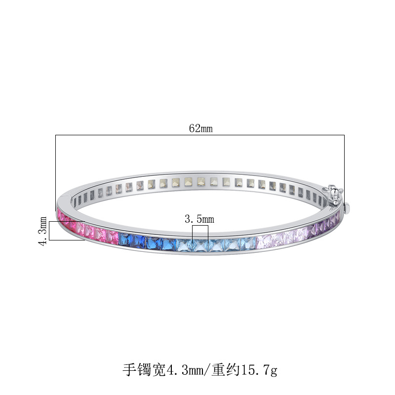 Chic Womans Bangle Made from High-Quality S925 Alloy With Simulated Precious Stones Displaying a Stunning Ombre Effect