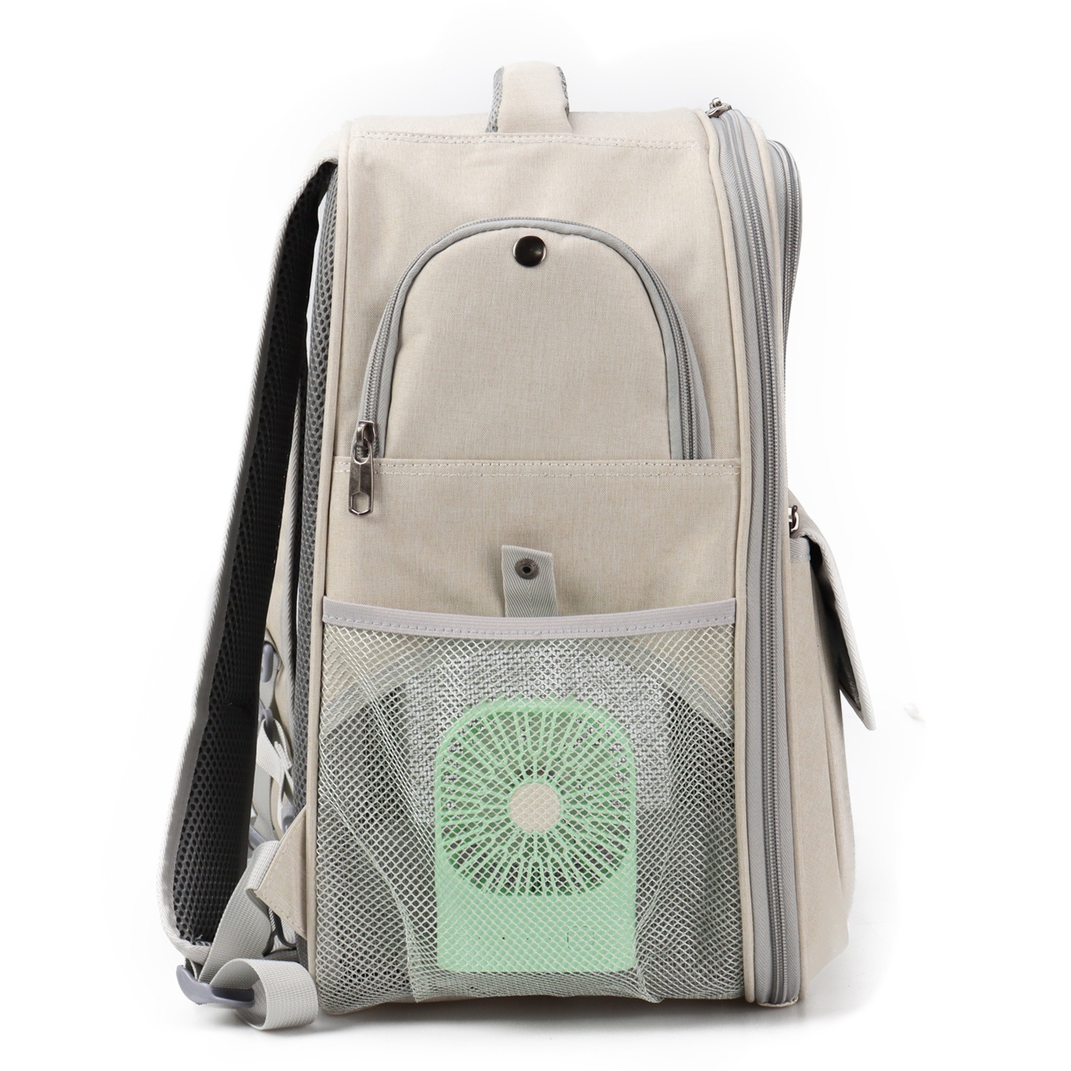 Khaki Canvas Backpack Outdoor Casual Travel Rucksack 20x26x42cm
