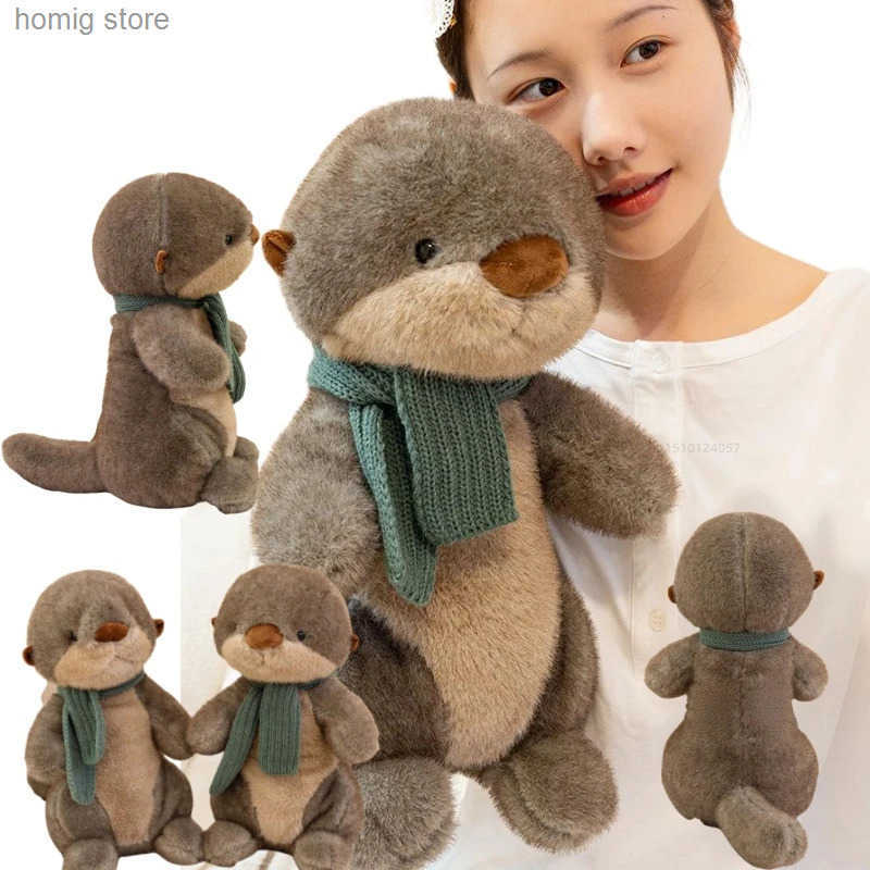 New 26/40cm Simulation Scarf Otter Animals Soft Dolls Throw Pillow Toys Office Home Decor Funny Baby Birthday Christmas Gifts L250612