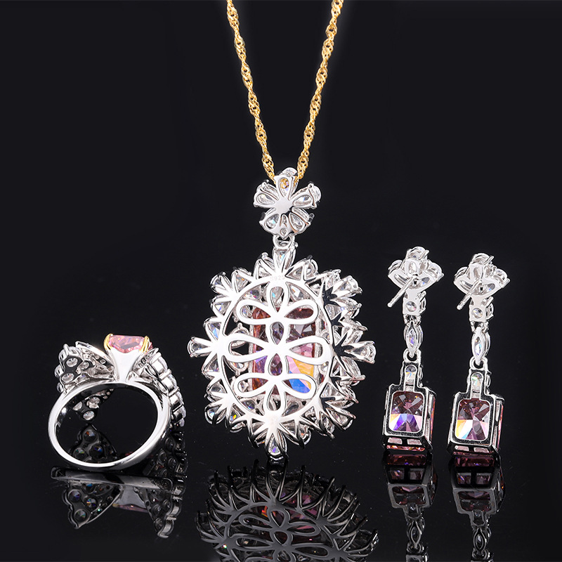 Exquisite S925 High-Carbon Silver Engagement Ring Encrusted With Precious Paraibas