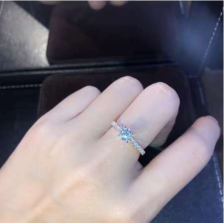 Silver Plated Simulated Diamond Ring Anniversary Promise Minimalist Jewelry Women Zirconia Zircon Engagement Ring