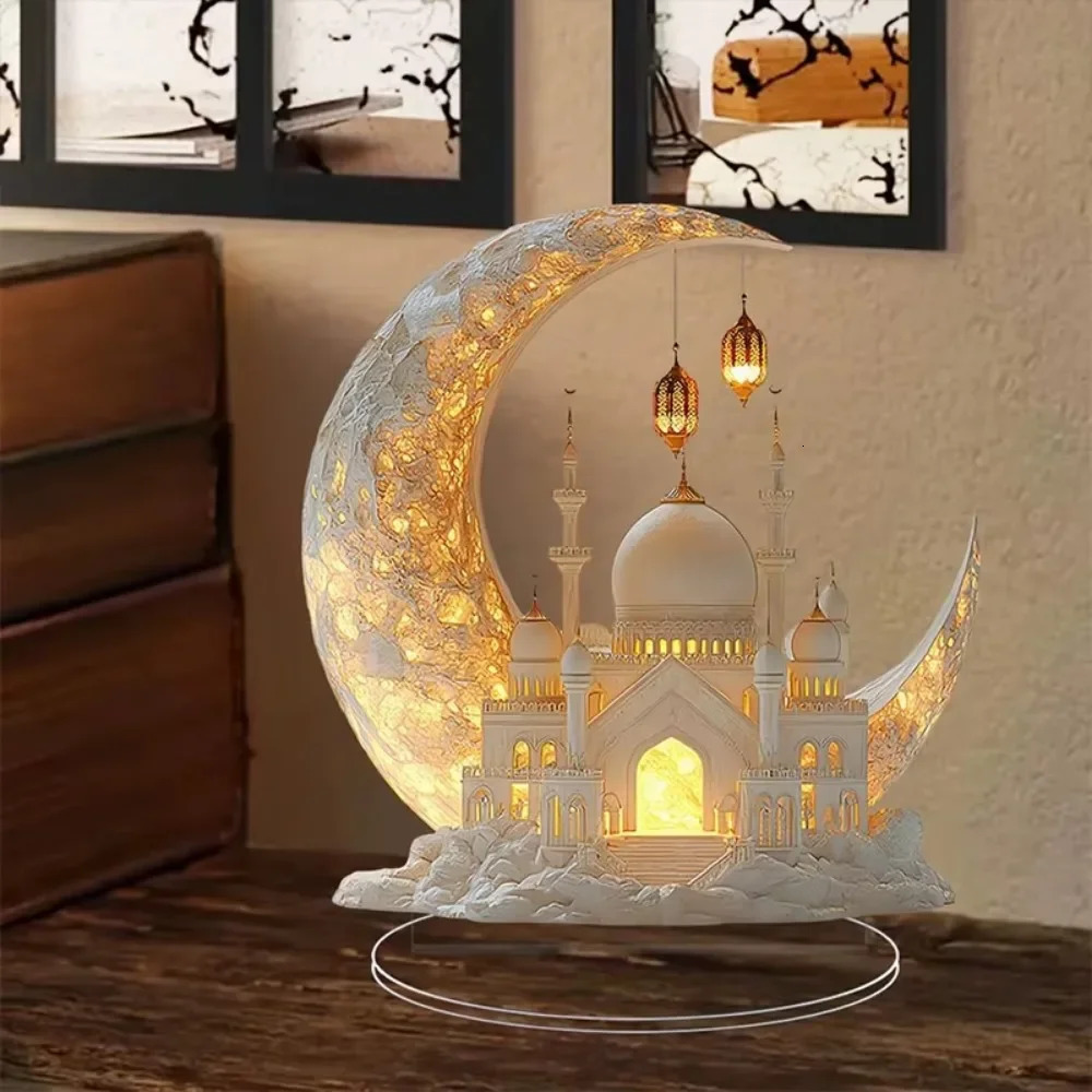 Ramadan Festival 2D Acrylic Moon Craft Ornaments Eid Al-fitr Mubarak Decorations Islamic Muslim Home Decor Party Table Gift 250606