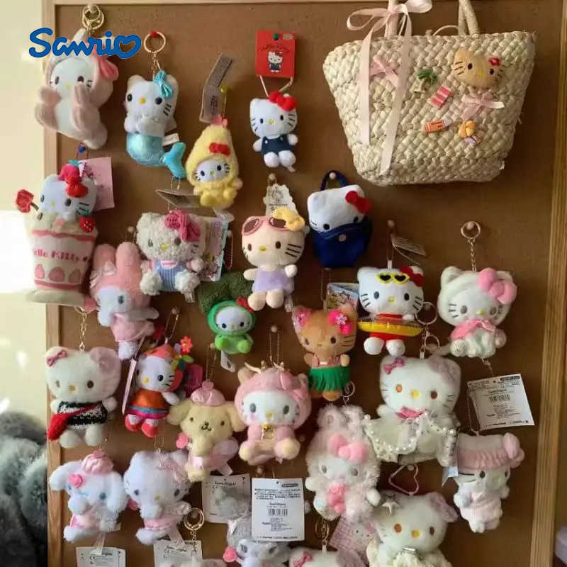Sanrio Wholesale Hello Kitty Keychain Pendant Cartoon Kawaii Kitty Cat Plush Doll Women Bag Pendant Decorations Birthday Gift X250612