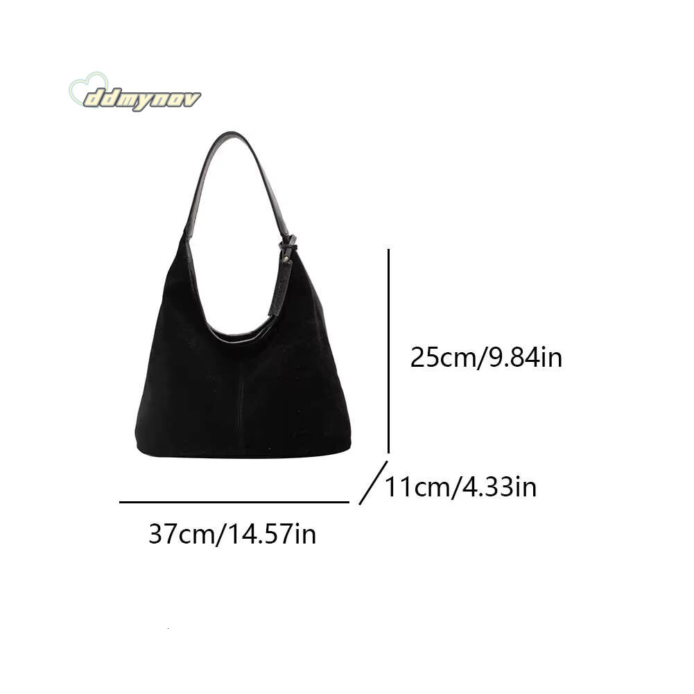 Women Suede Hobo Slouchy Shoulder Bag Magnetic Closure Retro Handbag Large Capacity Purse for Work Travel ddmynov