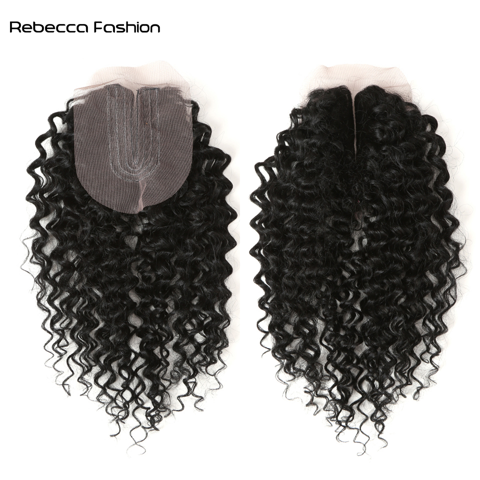 Rebecca Fashion Synthetic Afro Kinky Curly Weave Hair 16-20 inch 7Pieces/lot Bundles With Closure African lace For Women hair Extens