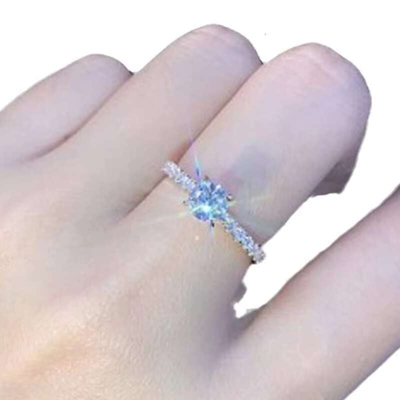 Fashion Silver Plated Simulated Diamond Ring Anniversary Promise Minimalist Jewelry Women Zirconia Zircon Engagement Ring