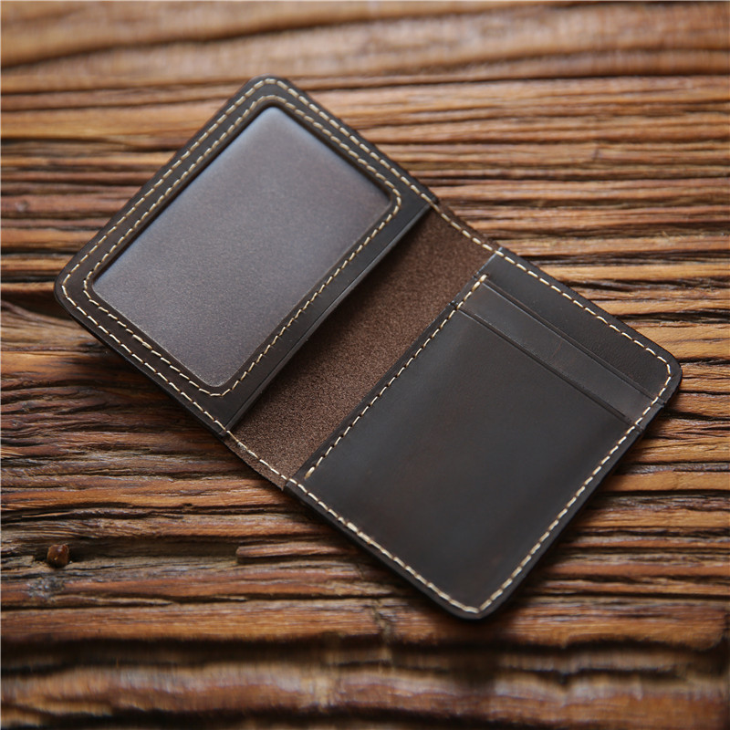 Retro Crazy Horse Leather Cards Cases Mens Cowhide Credit Card Holder Wallet Handmade Ultra-thin Slim Drivers License ID Cover 250208