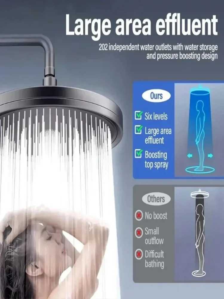 New 6 Modes Rainfall Shower Head Bathroom High Pressure Top Rain Showerheads 360 Rotation Top Spray Shower Faucet Accessories X2506121