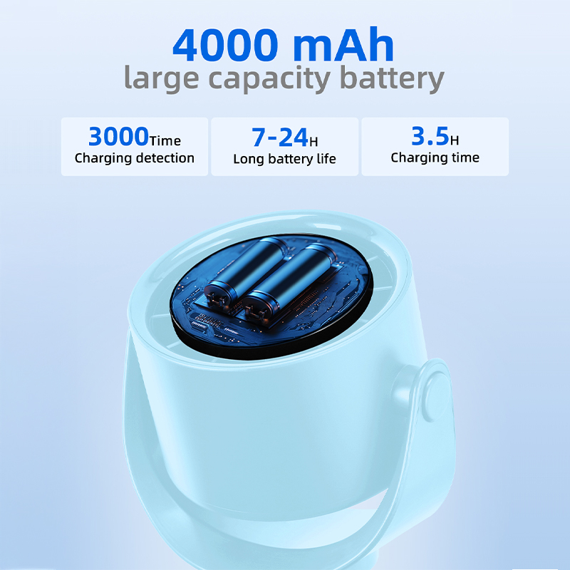 Smiley Portable Desktop Turbo Fan - 4000mAh Rechargeable, 360° Adjustable Angle, LCD Display & Long Battery Life for Home, Office & Travel