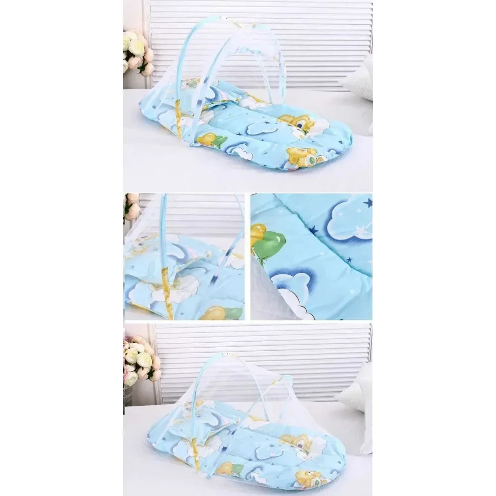 Portable Baby Crib Mosquito Net Foldable AntiMosquito Mesh with Soft Cushions Pillows for Infant Beds y250604z