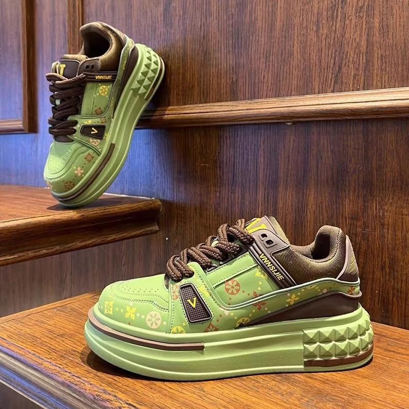 Designer Shoes 2025 Men's shoes, fashionable printed casual sneakers, thick-soled height-increasing, versatile, comfortable sports dad shoes, fre