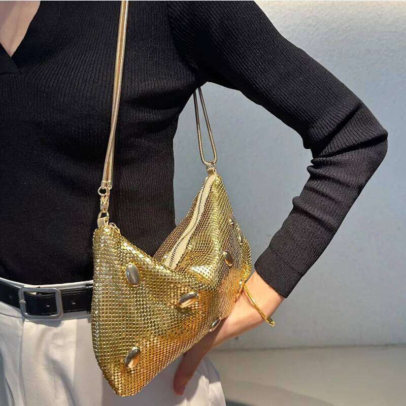 Women's Bags Designer New Gold Underarm Banquet Fashion Design Shoulder Crescent Bag