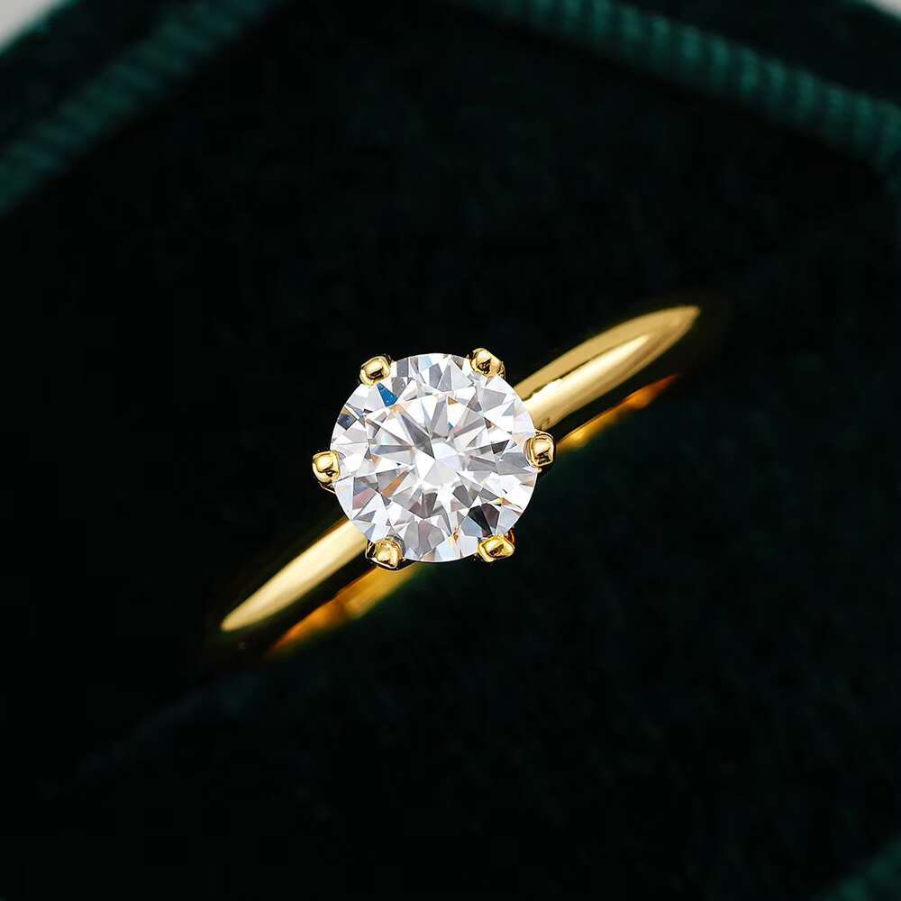 Luxury Gold Jewelry 1ct 2ct Moissanite Diamond Hard Hollow 925 Silver Plated 18K Gold Engagement Rings for Women